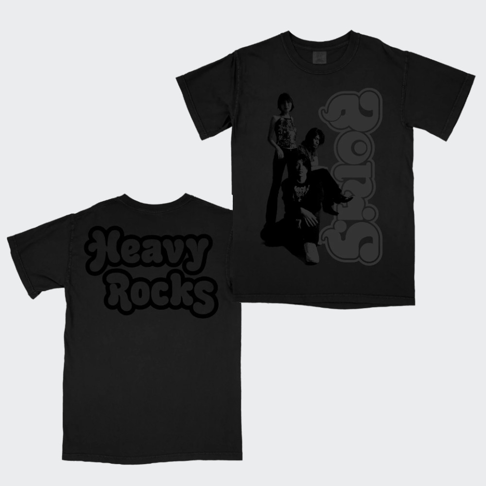 “HEAVY ROCKS” BLACKENED PREMIUM BLACK T-SHIRT