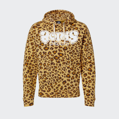 “HEAVY ROCKS” WHITE LOGO LEOPARD HOODED SWEATSHIRT